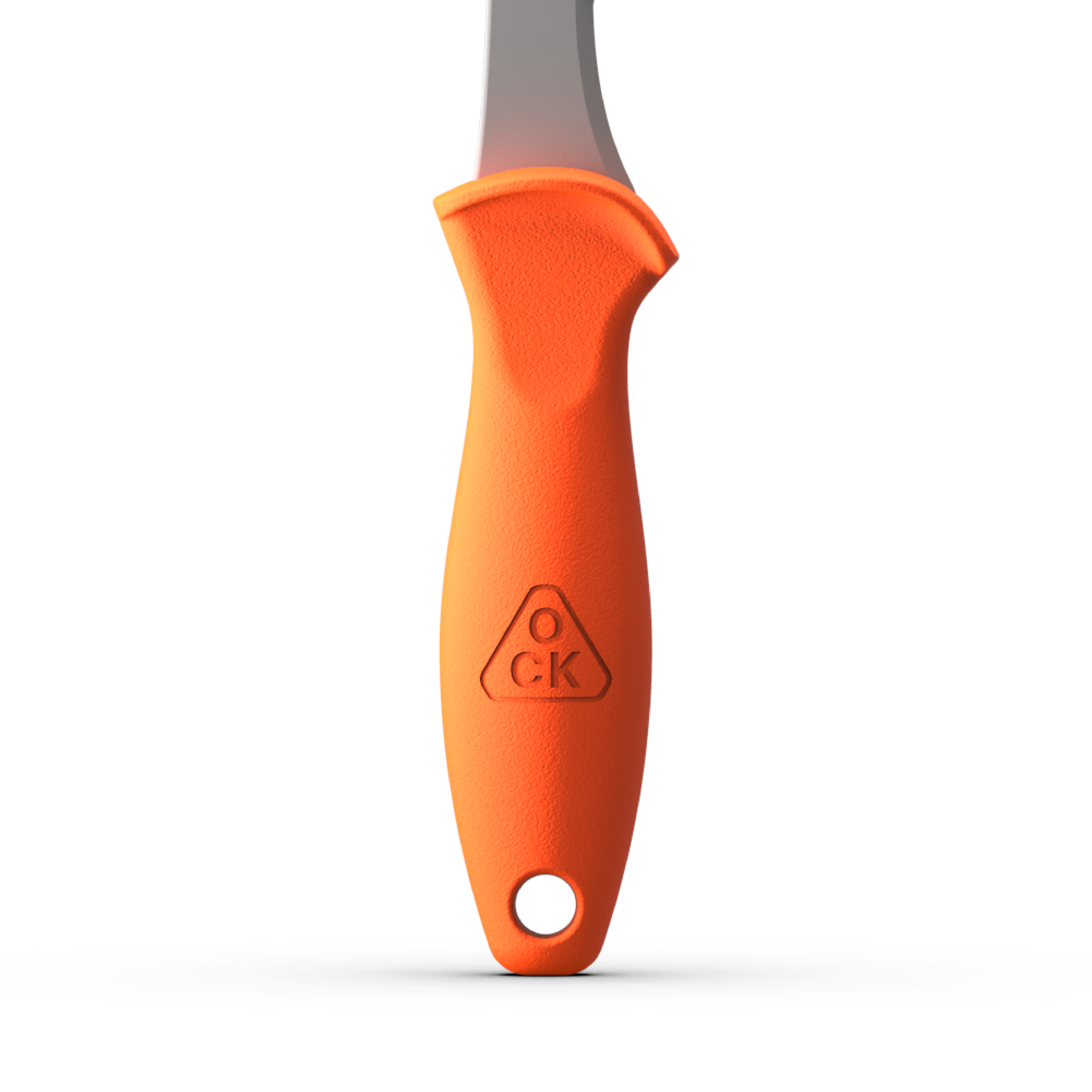 Close-up of the OCK Oyster Knife handle showing textured, non-slip grip designed for ergonomic comfort and control